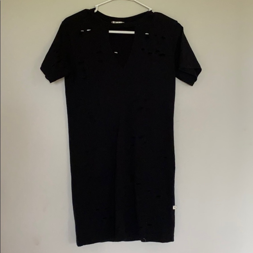 Black T-shirt dress with rips